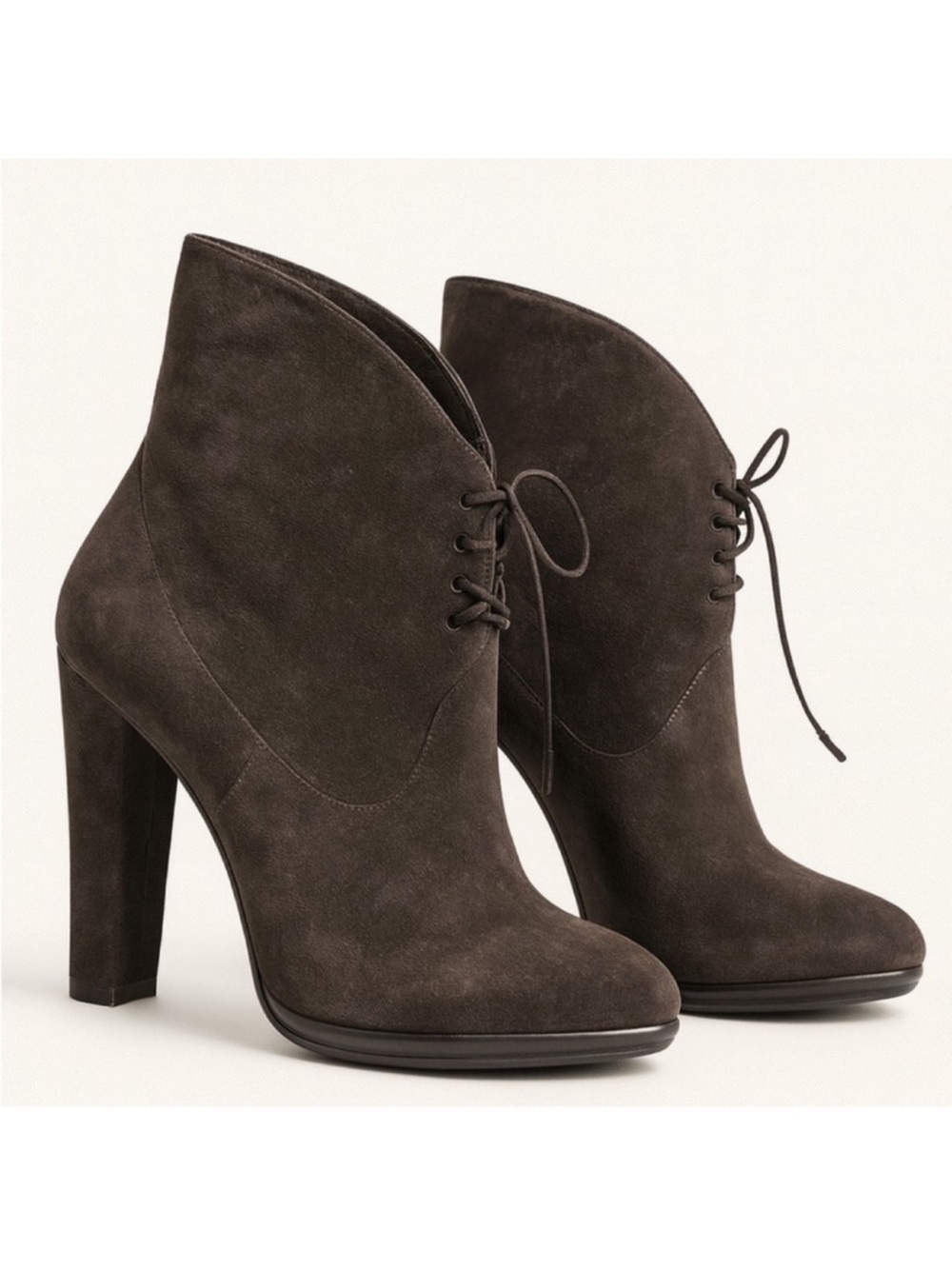 Aquazzura Suede High Heel Ankle Boots in Dark Brown